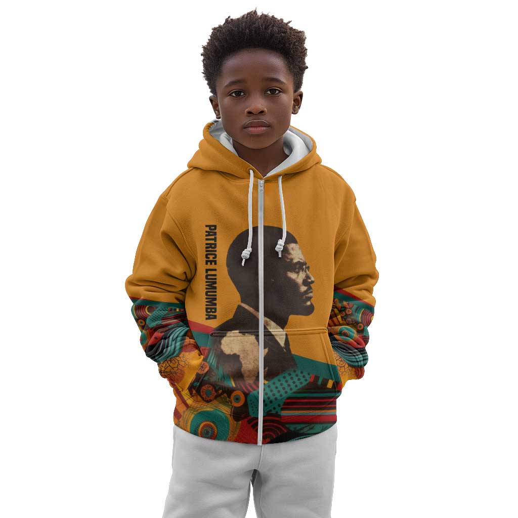 Patrice Lumumba Kid Hoodie with Profile Portrait and Bold Africa Will Rise Statement - Wonder Print Shop