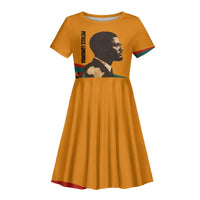 Patrice Lumumba Kid Short Sleeve Dress with Profile Portrait and Bold Africa Will Rise Statement - Wonder Print Shop