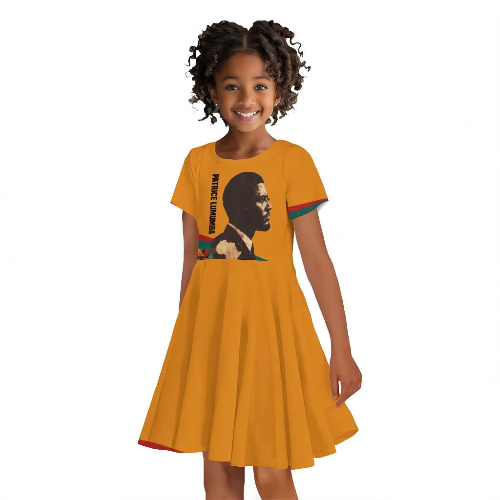 Patrice Lumumba Kid Short Sleeve Dress with Profile Portrait and Bold Africa Will Rise Statement - Wonder Print Shop