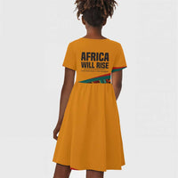Patrice Lumumba Kid Short Sleeve Dress with Profile Portrait and Bold Africa Will Rise Statement - Wonder Print Shop
