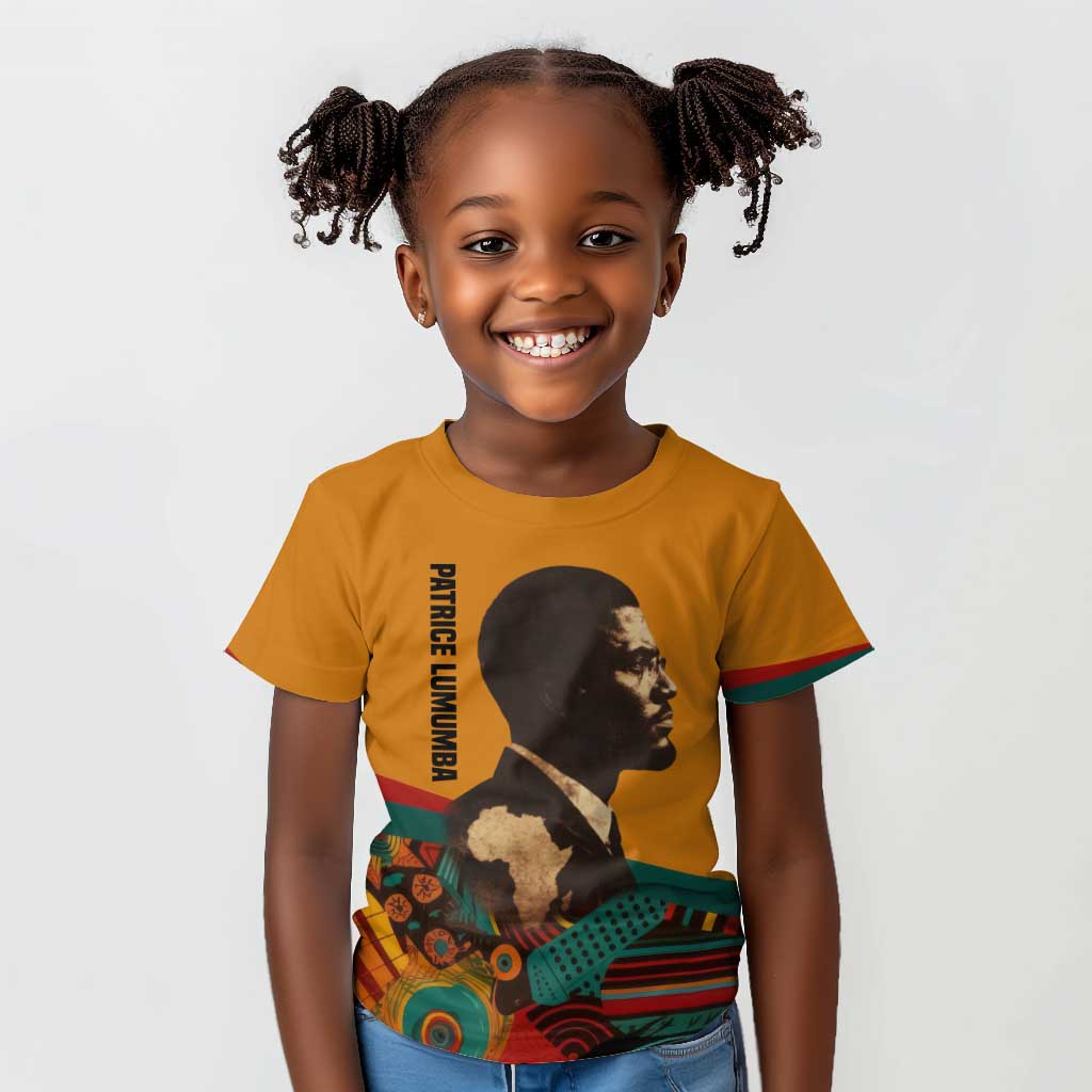 Patrice Lumumba Kid T shirt with Profile Portrait and Bold Africa Will Rise Statement - Wonder Print Shop