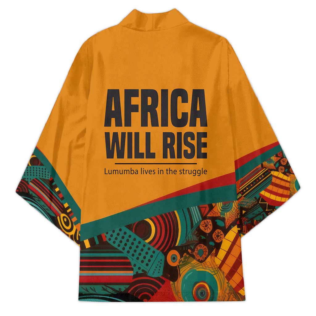 Patrice Lumumba Kimono with Profile Portrait and Bold Africa Will Rise Statement - Wonder Print Shop