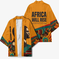 Patrice Lumumba Kimono with Profile Portrait and Bold Africa Will Rise Statement - Wonder Print Shop