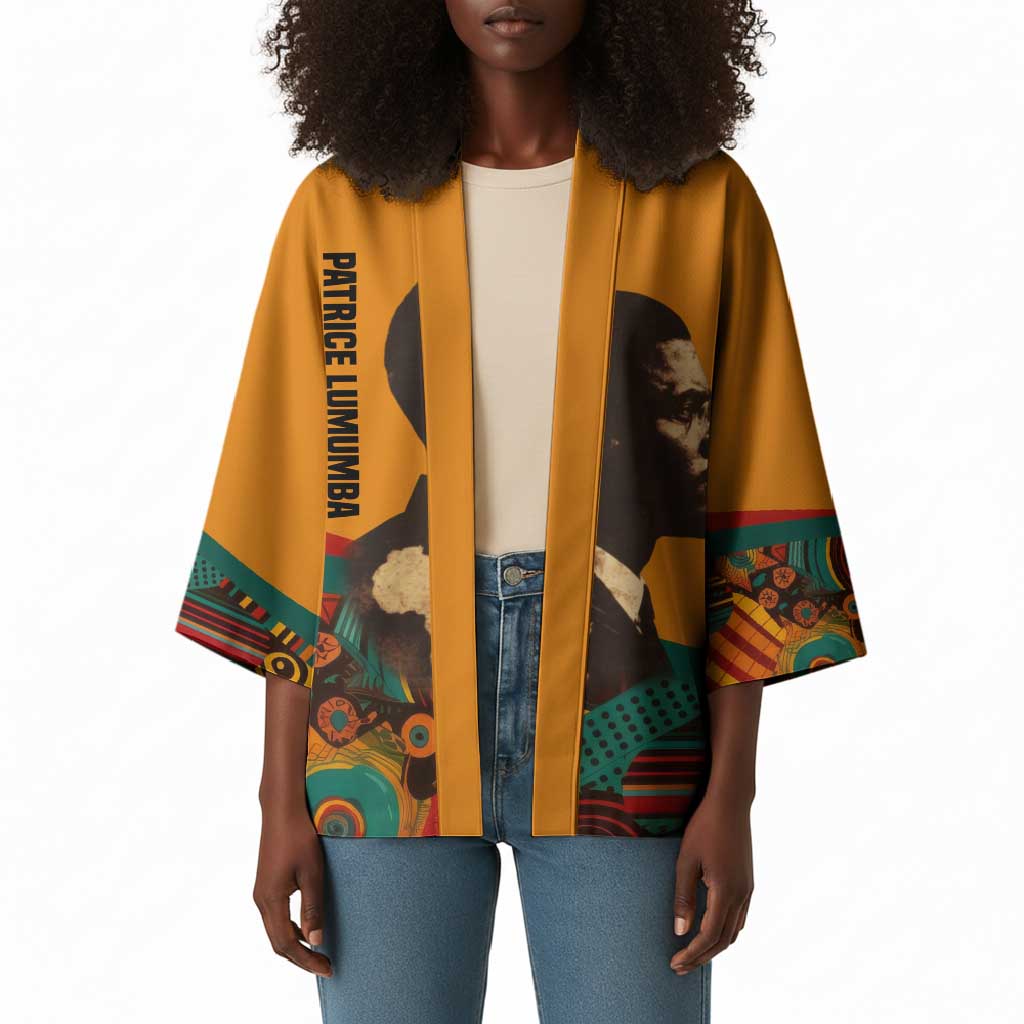 Patrice Lumumba Kimono with Profile Portrait and Bold Africa Will Rise Statement - Wonder Print Shop