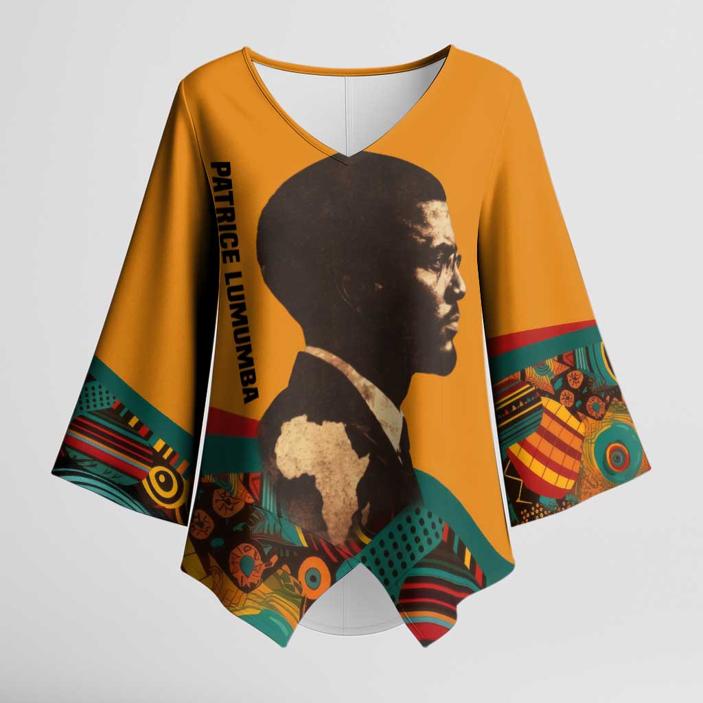 Patrice Lumumba Kimono Sleeve Blouse with Profile Portrait and Bold Africa Will Rise Statement - Wonder Print Shop