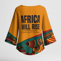 Patrice Lumumba Kimono Sleeve Blouse with Profile Portrait and Bold Africa Will Rise Statement - Wonder Print Shop
