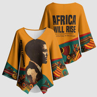 Patrice Lumumba Kimono Sleeve Blouse with Profile Portrait and Bold Africa Will Rise Statement - Wonder Print Shop