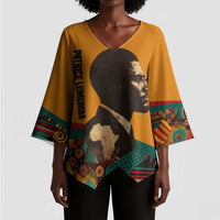Patrice Lumumba Kimono Sleeve Blouse with Profile Portrait and Bold Africa Will Rise Statement - Wonder Print Shop