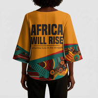 Patrice Lumumba Kimono Sleeve Blouse with Profile Portrait and Bold Africa Will Rise Statement - Wonder Print Shop