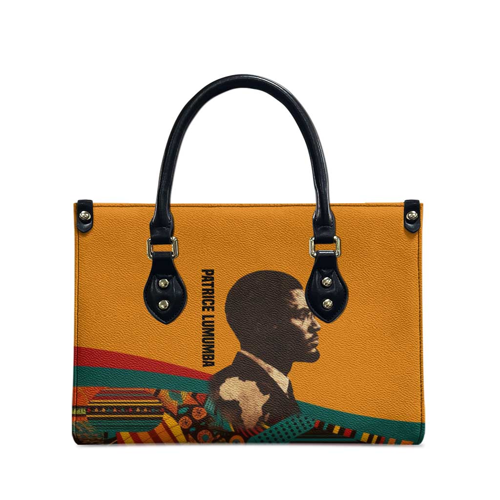 Patrice Lumumba Leather Bag with Profile Portrait and Bold Africa Will Rise Statement - Wonder Print Shop