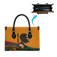 Patrice Lumumba Leather Bag with Profile Portrait and Bold Africa Will Rise Statement - Wonder Print Shop