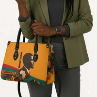 Patrice Lumumba Leather Bag with Profile Portrait and Bold Africa Will Rise Statement - Wonder Print Shop