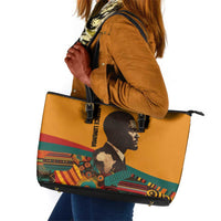 Patrice Lumumba Leather Tote Bag with Profile Portrait and Bold Africa Will Rise Statement - Wonder Print Shop