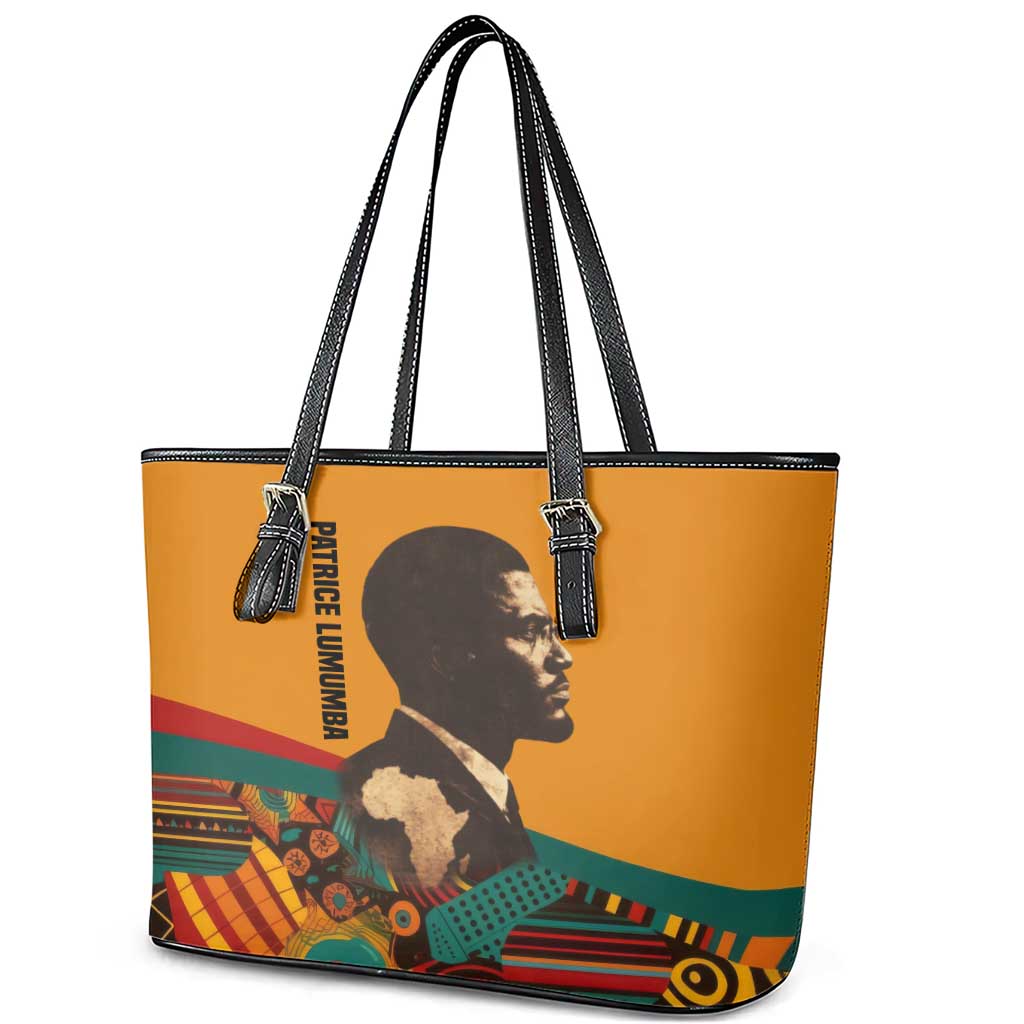 Patrice Lumumba Leather Tote Bag with Profile Portrait and Bold Africa Will Rise Statement - Wonder Print Shop