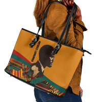 Patrice Lumumba Leather Tote Bag with Profile Portrait and Bold Africa Will Rise Statement - Wonder Print Shop