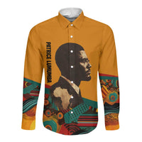 Patrice Lumumba Long Sleeve Button Shirt with Profile Portrait and Bold Africa Will Rise Statement - Wonder Print Shop