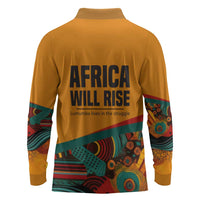 Patrice Lumumba Long Sleeve Polo Shirt with Profile Portrait and Bold Africa Will Rise Statement - Wonder Print Shop