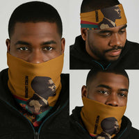 Patrice Lumumba Neck Gaiter with Profile Portrait and Bold Africa Will Rise Statement - Wonder Print Shop
