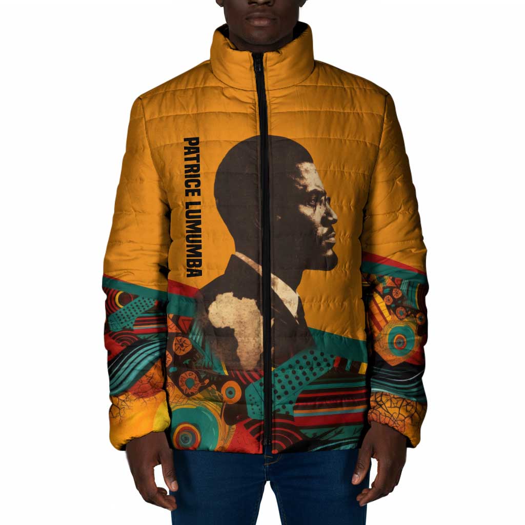 Patrice Lumumba Padded Jacket with Profile Portrait and Bold Africa Will Rise Statement - Wonder Print Shop