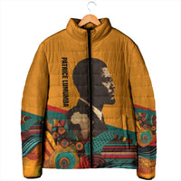 Patrice Lumumba Padded Jacket with Profile Portrait and Bold Africa Will Rise Statement - Wonder Print Shop
