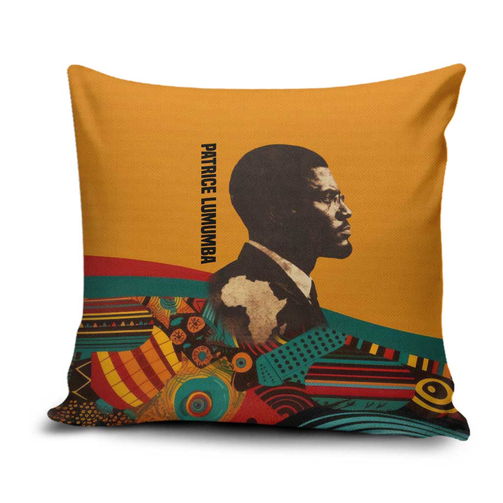 Patrice Lumumba Pillow Cover with Profile Portrait and Bold Africa Will Rise Statement - Wonder Print Shop