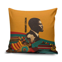 Patrice Lumumba Pillow Cover with Profile Portrait and Bold Africa Will Rise Statement - Wonder Print Shop