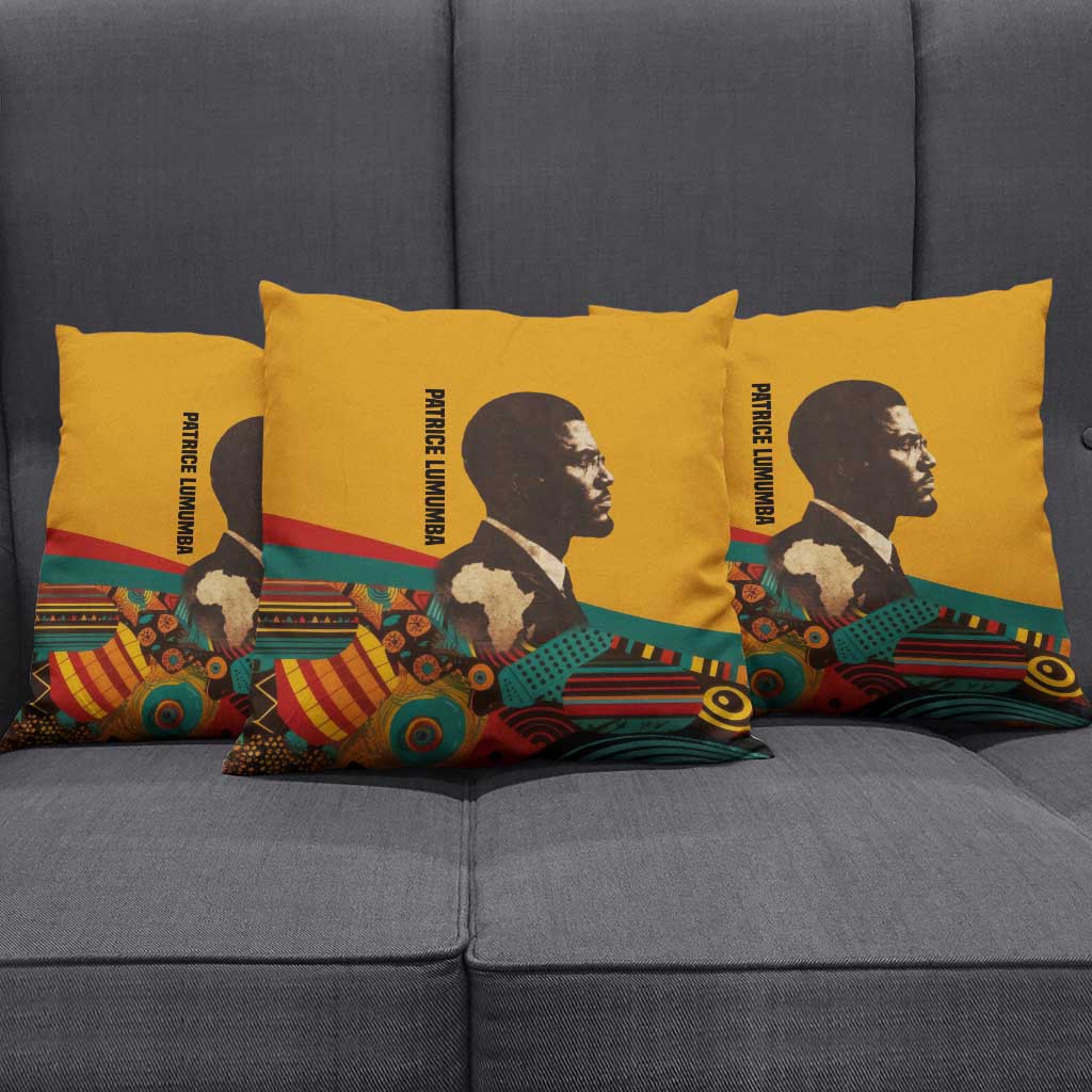 Patrice Lumumba Pillow Cover with Profile Portrait and Bold Africa Will Rise Statement - Wonder Print Shop