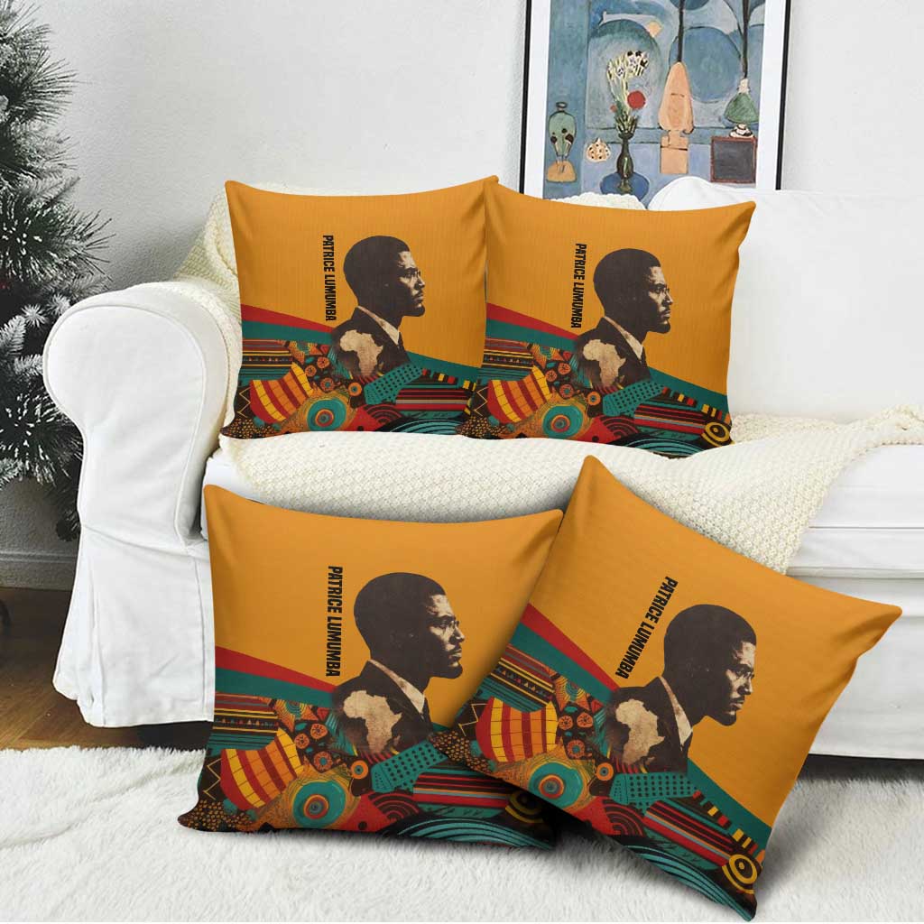 Patrice Lumumba Pillow Cover with Profile Portrait and Bold Africa Will Rise Statement - Wonder Print Shop