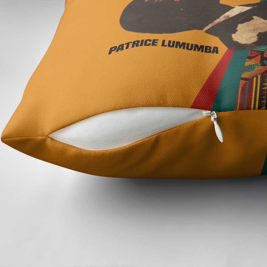 Patrice Lumumba Pillow Cover with Profile Portrait and Bold Africa Will Rise Statement - Wonder Print Shop