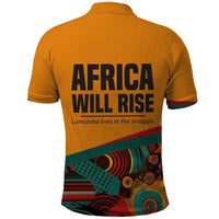 Patrice Lumumba Polo Shirt with Profile Portrait and Bold Africa Will Rise Statement - Wonder Print Shop