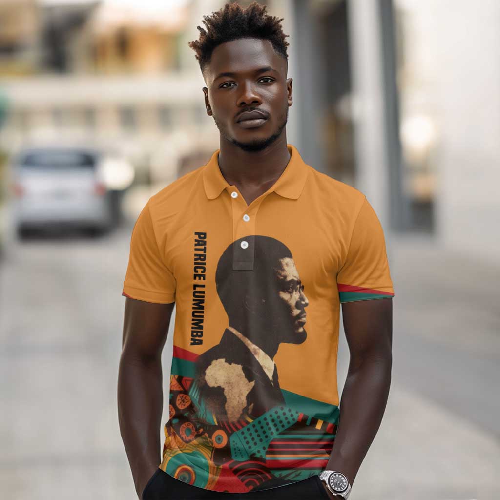 Patrice Lumumba Polo Shirt with Profile Portrait and Bold Africa Will Rise Statement - Wonder Print Shop