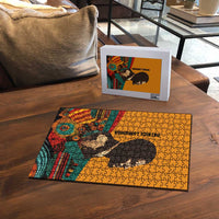 Patrice Lumumba Puzzle with Profile Portrait and Bold Africa Will Rise Statement - Wonder Print Shop