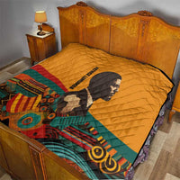 Patrice Lumumba Quilt with Profile Portrait and Bold Africa Will Rise Statement - Wonder Print Shop