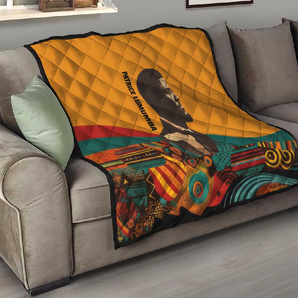 Patrice Lumumba Quilt with Profile Portrait and Bold Africa Will Rise Statement - Wonder Print Shop