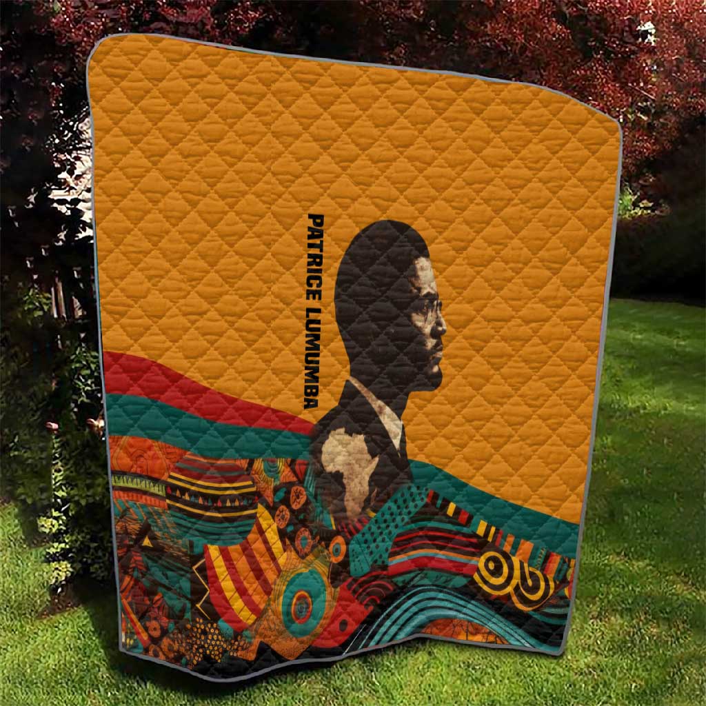 Patrice Lumumba Quilt with Profile Portrait and Bold Africa Will Rise Statement - Wonder Print Shop