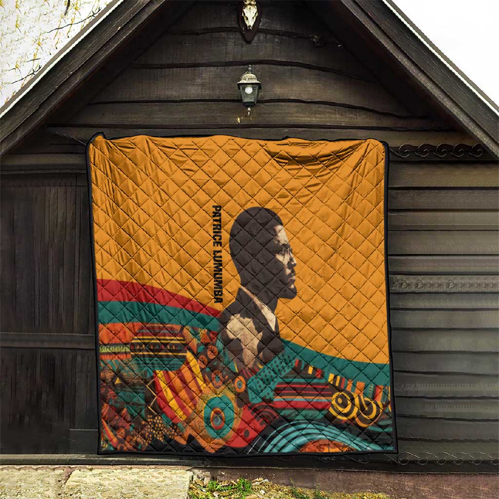 Patrice Lumumba Quilt with Profile Portrait and Bold Africa Will Rise Statement - Wonder Print Shop