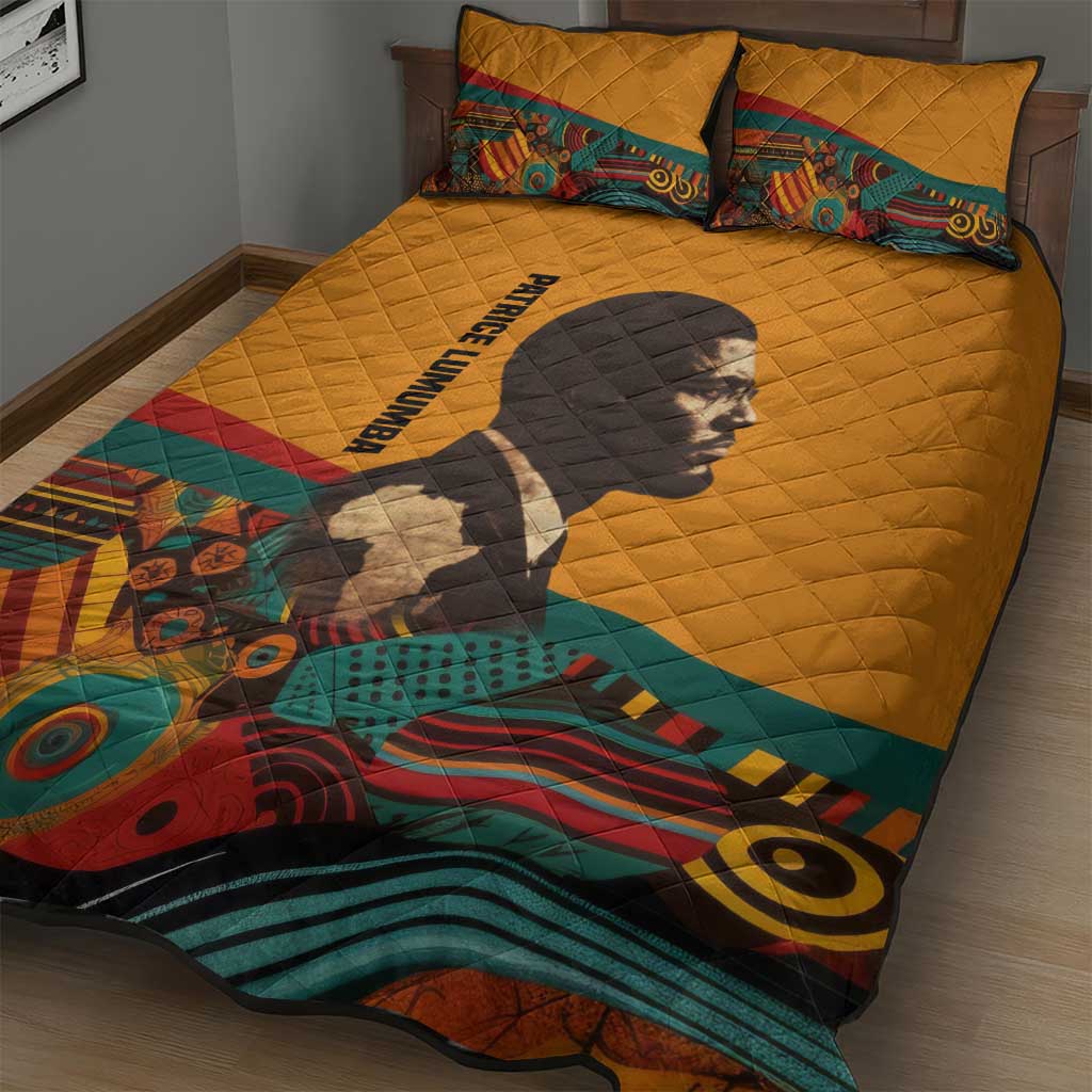 Patrice Lumumba Quilt Bed Set with Profile Portrait and Bold Africa Will Rise Statement - Wonder Print Shop