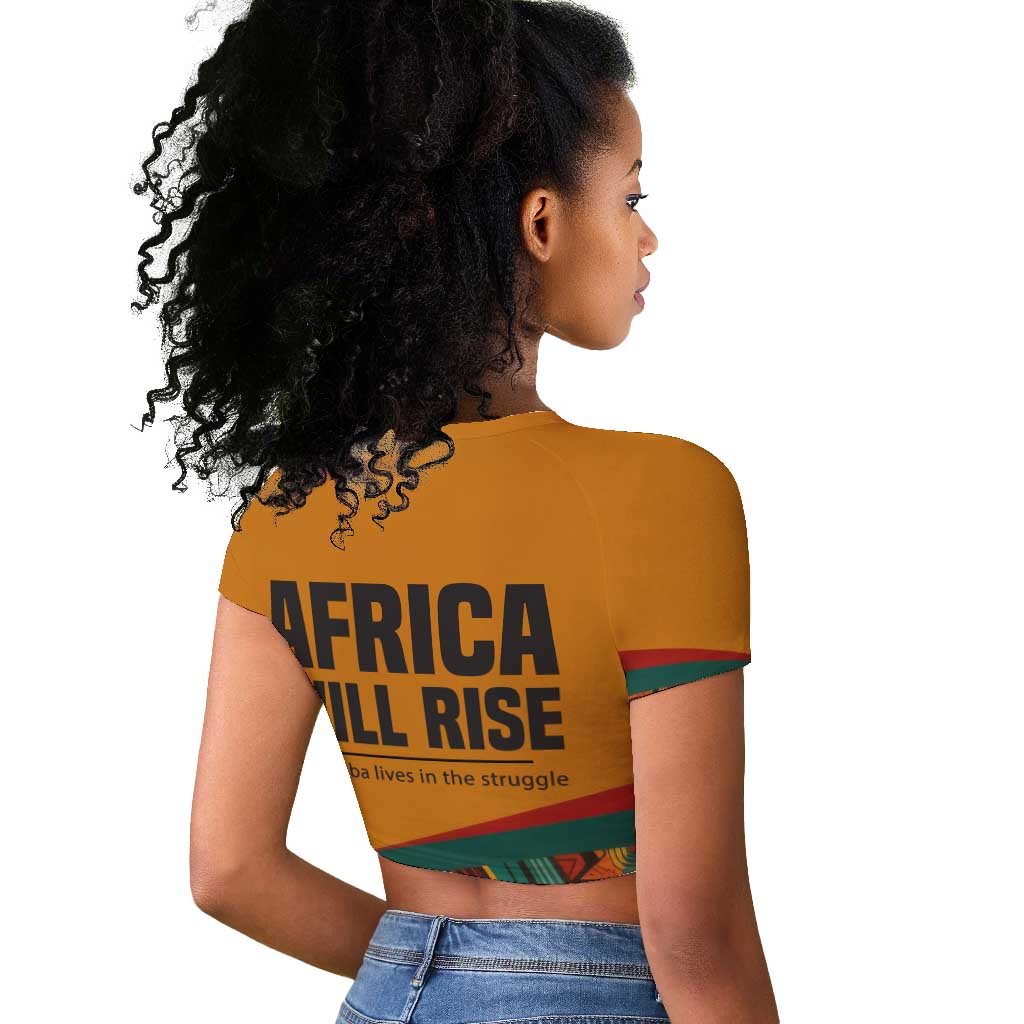 Patrice Lumumba Raglan Cropped T shirt with Profile Portrait and Bold Africa Will Rise Statement - Wonder Print Shop