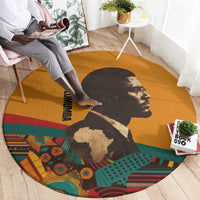 Patrice Lumumba Round Carpet with Profile Portrait and Bold Africa Will Rise Statement - Wonder Print Shop