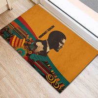 Patrice Lumumba Rubber Doormat with Profile Portrait and Bold Africa Will Rise Statement - Wonder Print Shop