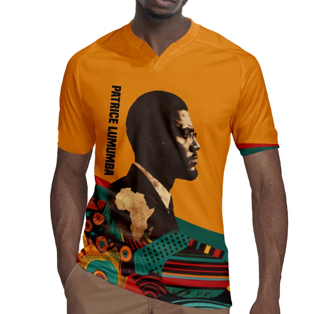 Patrice Lumumba Rugby Jersey with Profile Portrait and Bold Africa Will Rise Statement - Wonder Print Shop