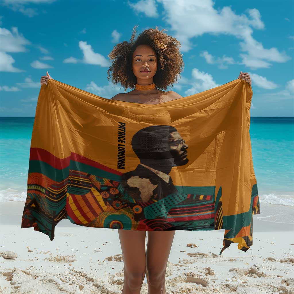 Patrice Lumumba Sarong with Profile Portrait and Bold Africa Will Rise Statement - Wonder Print Shop