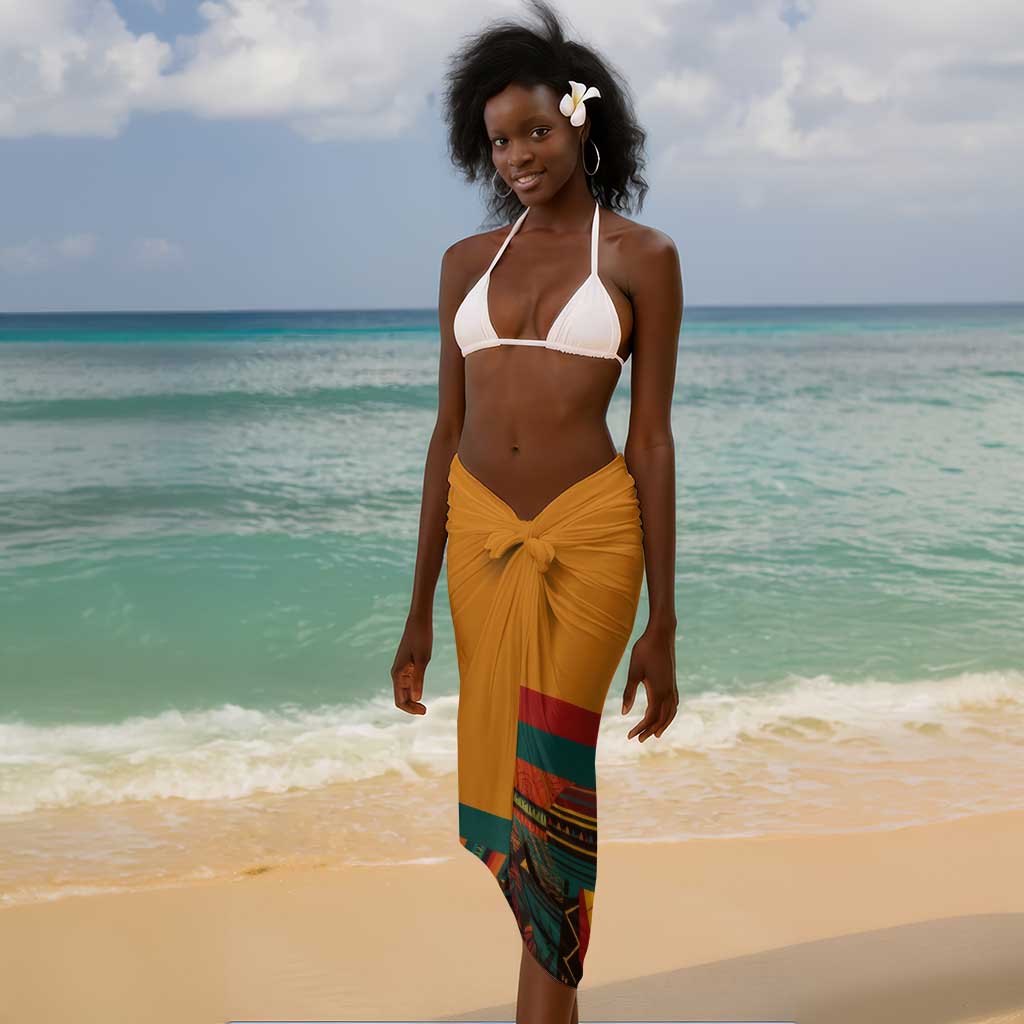 Patrice Lumumba Sarong with Profile Portrait and Bold Africa Will Rise Statement - Wonder Print Shop
