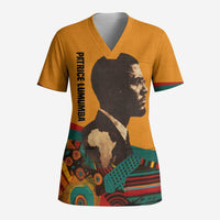 Patrice Lumumba Scrub Top with Profile Portrait and Bold Africa Will Rise Statement - Wonder Print Shop