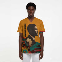 Patrice Lumumba Scrub Top with Profile Portrait and Bold Africa Will Rise Statement - Wonder Print Shop