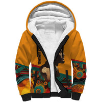 Patrice Lumumba Sherpa Hoodie with Profile Portrait and Bold Africa Will Rise Statement - Wonder Print Shop