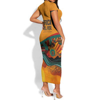 Patrice Lumumba Short Sleeve Bodycon Dress with Profile Portrait and Bold Africa Will Rise Statement - Wonder Print Shop
