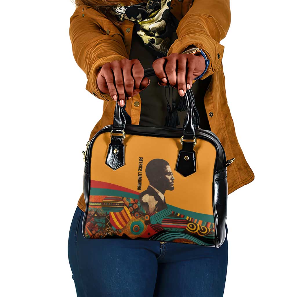 Patrice Lumumba Shoulder Handbag with Profile Portrait and Bold Africa Will Rise Statement - Wonder Print Shop
