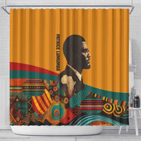 Patrice Lumumba Shower Curtain with Profile Portrait and Bold Africa Will Rise Statement - Wonder Print Shop