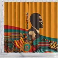 Patrice Lumumba Shower Curtain with Profile Portrait and Bold Africa Will Rise Statement - Wonder Print Shop